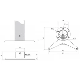 Fixation supérieure pour pieds de table de 60 mm