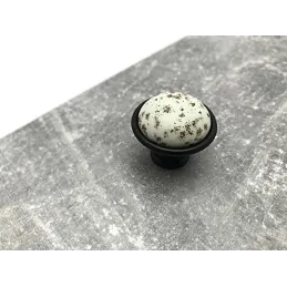 Bouton de meuble MOET / Porcelaine à motif – noir ancien