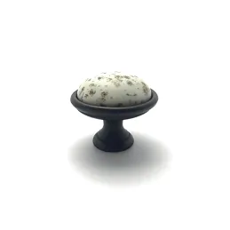Bouton de meuble MOET / Porcelaine à motif – noir ancien