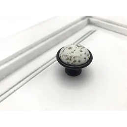 Bouton de meuble MOET / Porcelaine à motif – noir ancien