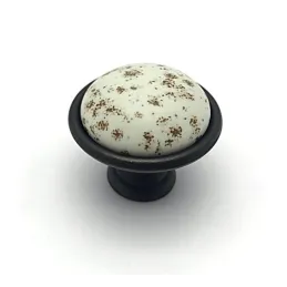 Bouton de meuble MOET / Porcelaine à motif – noir ancien