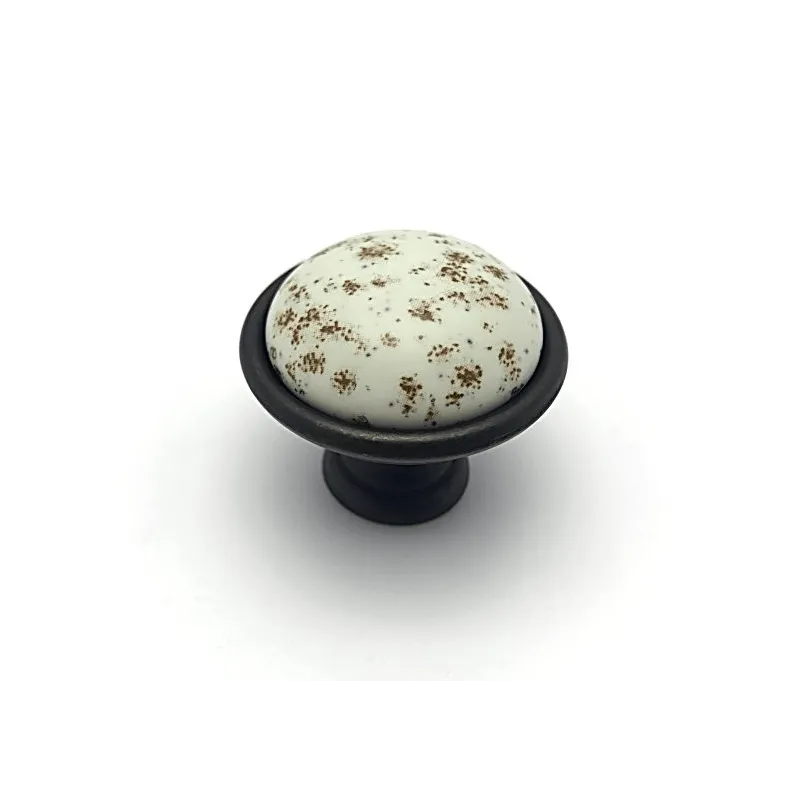 Bouton de meuble MOET / Porcelaine à motif – noir ancien