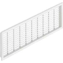 Grille d’aération en PVC 227 x 68 mm / Blanche