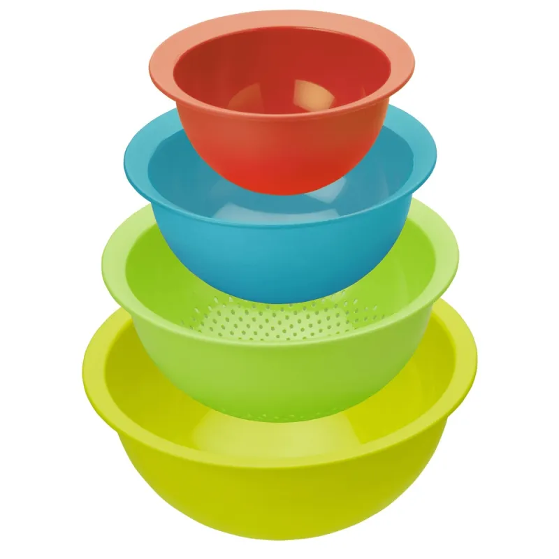 Ensemble coloré de bols avec passoire – 4 pièces