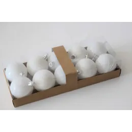 Lot de boules de Noël en plastique de 50 mm – 10 pièces / Blanc