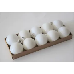 Lot de boules de Noël en plastique de 50 mm – 10 pièces / Blanc
