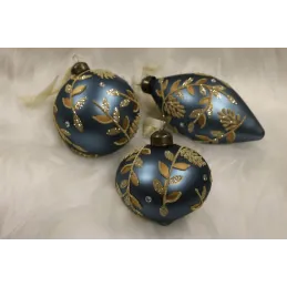 Set de boules de Noël en verre ALICA 80 mm – 3 pièces / Bleu