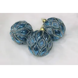 Set de boules de Noël en verre ALAN 100 mm – 3 pièces / Bleu
