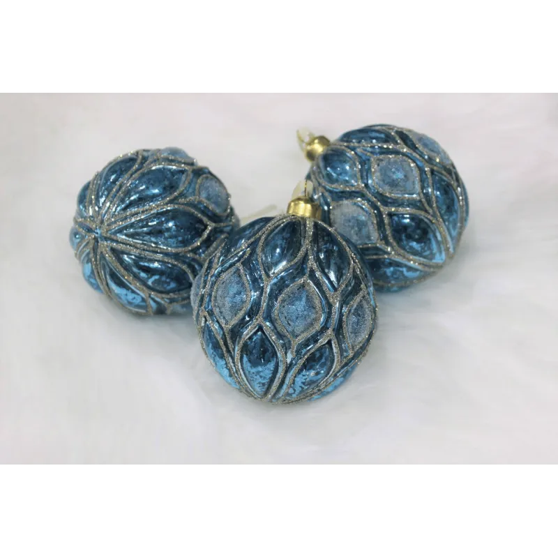 Set de boules de Noël en verre ALAN 100 mm – 3 pièces / Bleu