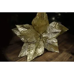 Fleur décorative pour sapin ROSE DE NOËL 280 mm / Doré brillant