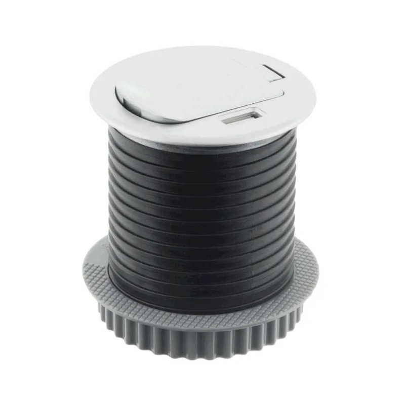 Prise encastrable pour bureau COMPACT 1x230V + recharge USB / Aluminium