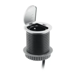 Prise encastrable pour bureau COMPACT 1x230V + recharge USB / Aluminium