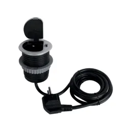 Prise encastrable pour bureau COPMACT 1x230V + recharge USB / Aluminium