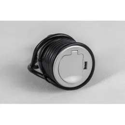 Prise encastrable pour bureau COPMACT 1x230V + recharge USB / Aluminium