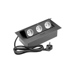 Prise électrique escamotable GEMINO 3x230V / Noire