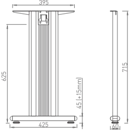 Pied de structure de table Desk Bar TEMPO T 400 / gris