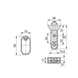Ensemble de 2 tringles ovales pour cintres avec supports et joints / Aluminium