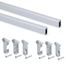 Ensemble de 2 tringles ovales pour cintres avec supports et joints / Aluminium