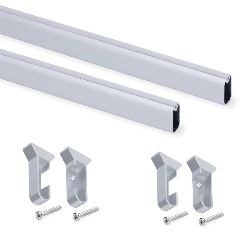 Ensemble de 2 tringles ovales pour cintres avec supports et joints / Aluminium