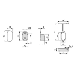 Lot de 2 barres de penderie ovales avec supports / Aluminium