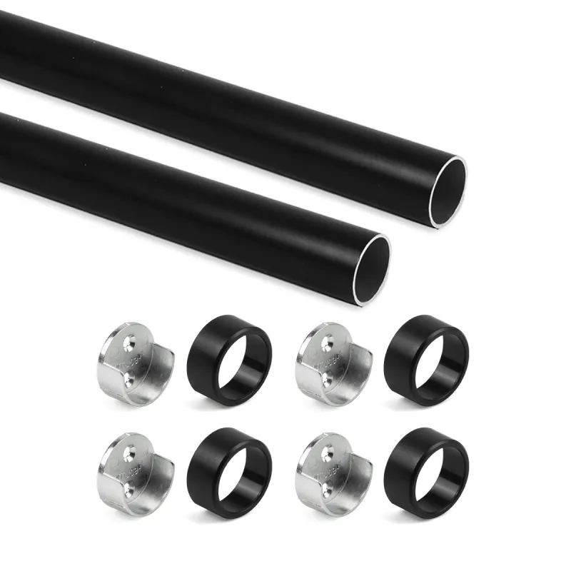 Lot de 2 tringles rondes pour cintres avec supports / Noir mat