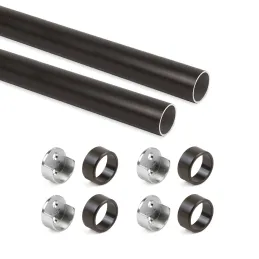 Lot de 2 tringles rondes pour cintres avec supports / Marron foncé