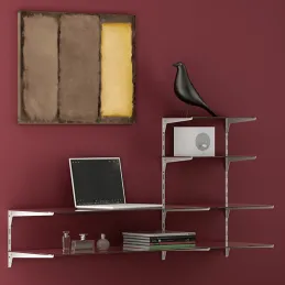 Support d’étagère pour profilé simple JAGMET Bois - verre / Blanc
