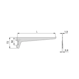Support d’étagère pour profilé simple JAGMET Bois - verre / Blanc