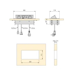 Prise encastrable escamotable ATOMIA 2x230 V + 2xUSB avec recharge A/C + HDMI + RJ45 / Blanc