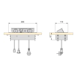 Prise encastrable escamotable ATOMIA 2x230 V + 2xUSB avec recharge A/C + HDMI + RJ45 / Blanc