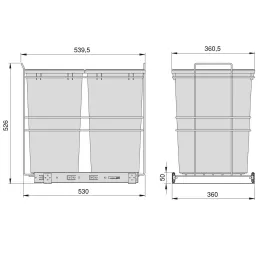 Poubelle coulissante LIMITE 70L / Anthracite