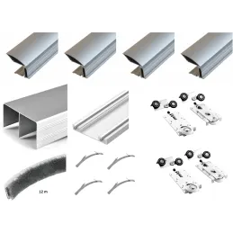 Kit de ferrures pour deux portes coulissantes MULTIOMEGA W RAMA – 2 m / Aluminium