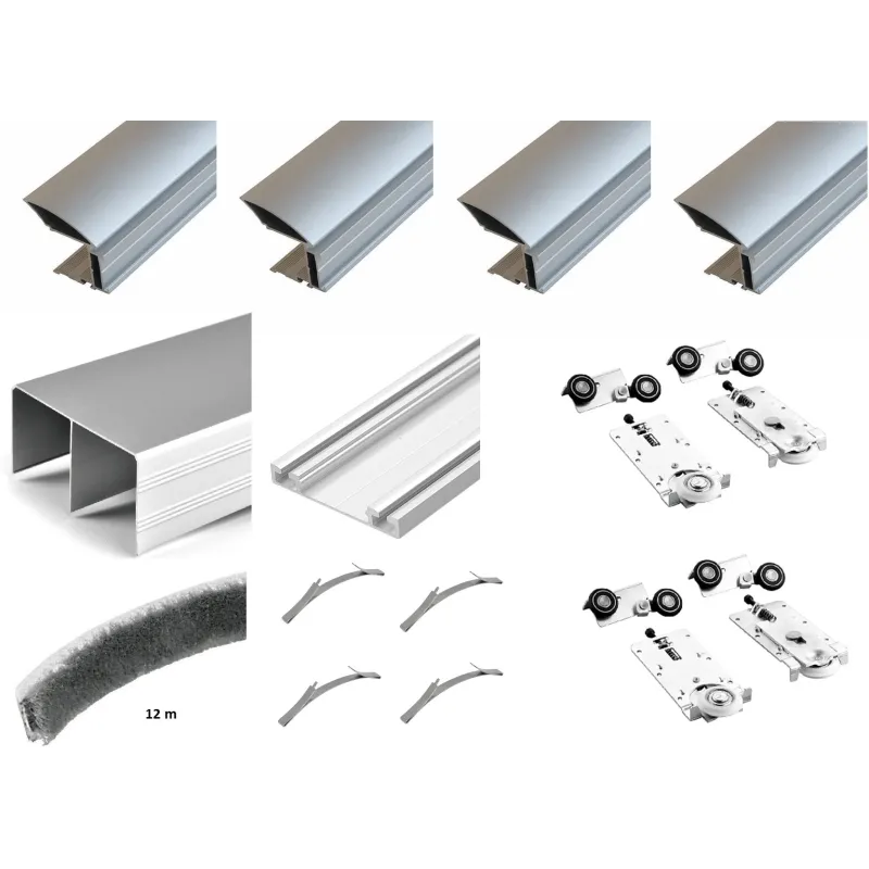 Kit de ferrures pour deux portes coulissantes MULTIOMEGA W RAMA – 2 m / Aluminium