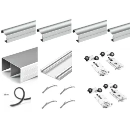 Ensemble de quincaillerie pour deux portes coulissantes OMEGA B RAMA – 2 m / Aluminium