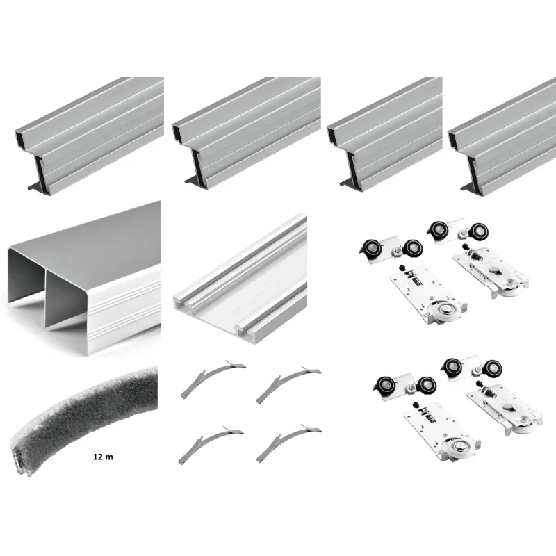 Ensemble de quincaillerie pour deux portes coulissantes MODERN W RAMA - 2 m / Aluminium