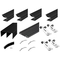 Ensemble de quincaillerie pour deux portes coulissantes MULTIOMEGA W RAMA – 2 m / Noir mat