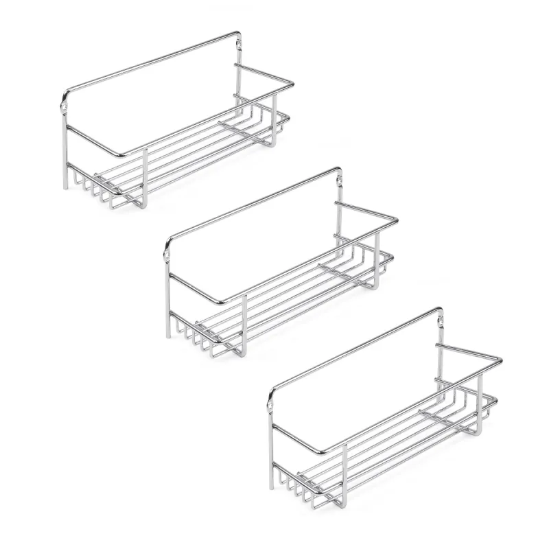 Lot de 3 étagères suspendues pour portes MANDY / Chrome brillant