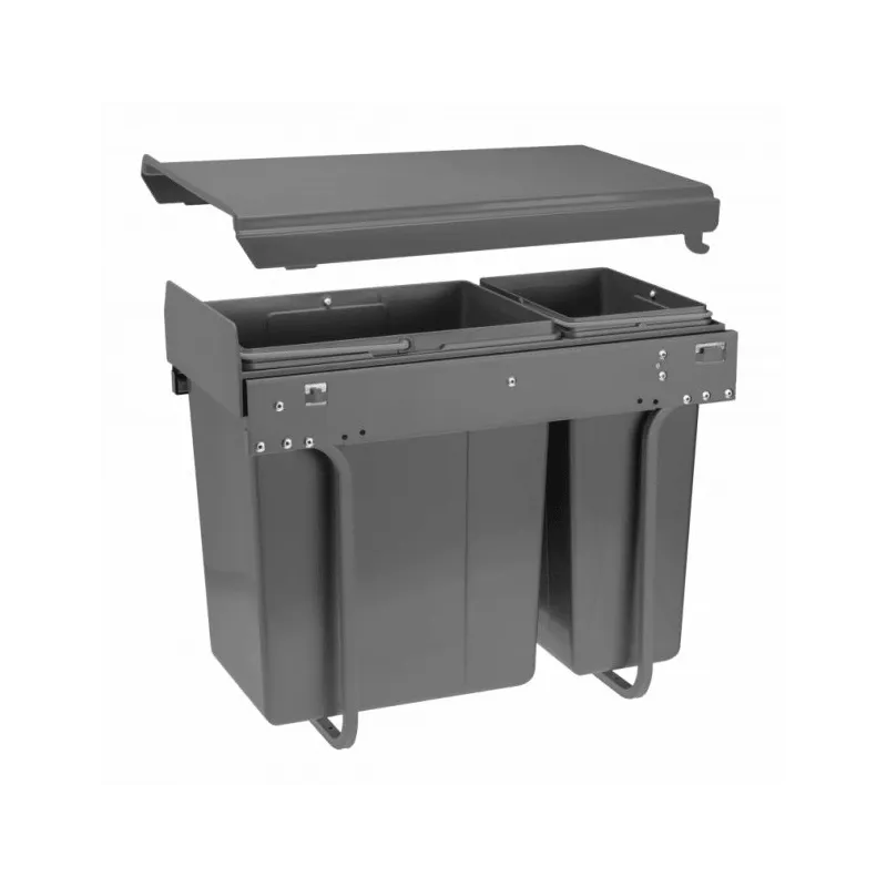 Poubelle coulissante PLUTO 300 mm – 1x20L + 1x10L / Anthracite