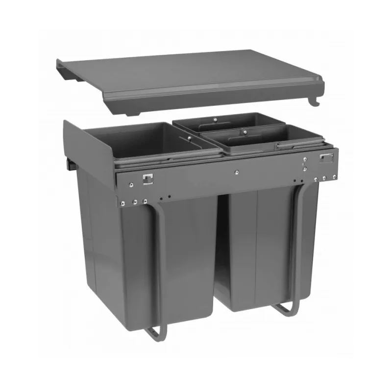 Poubelle coulissante PLUTO 400 mm – 1×20 L + 2×10 L / Anthracite
