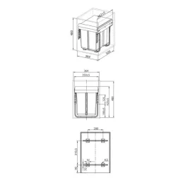 Poubelle coulissante PLUTO 400 mm – 2 × 20 L / Anthracite