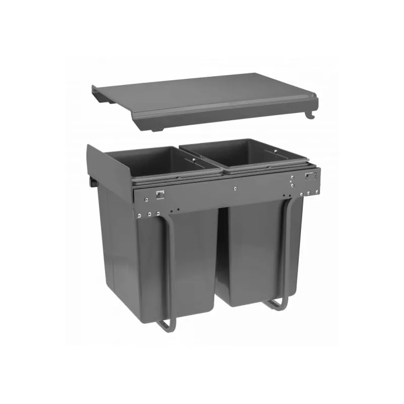 Poubelle coulissante PLUTO 400 mm – 2 × 20 L / Anthracite