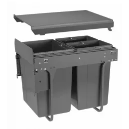 Poubelle coulissante PLUTO 400 mm avec fixation sur la porte – 1×20 l + 2×10 l / Anthracite