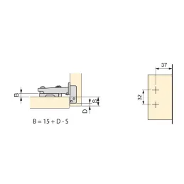 Charnière à recouvrement avec amortissement EXLUSIVE X91 avec cale 3D