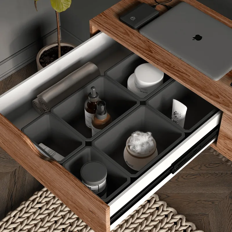 Organiseur de tiroir de salle de bains TIDY XL – 6 boîtes / Anthracite