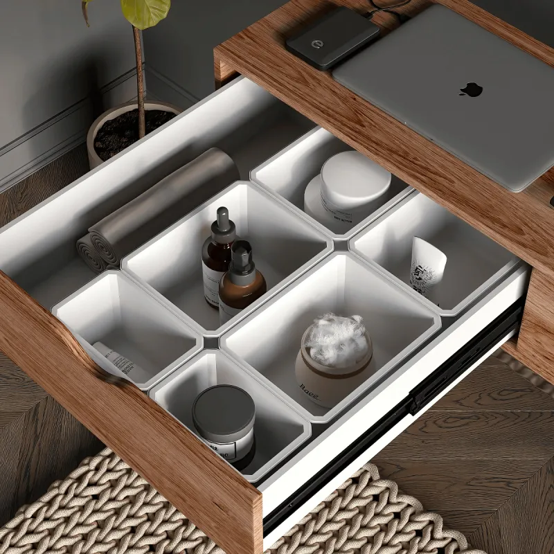 Organiseur de tiroir de salle de bains TIDY XL – 6 compartiments / Blanc