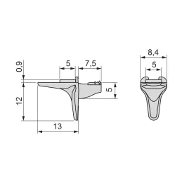 Support d’étagère en verre avec joint BEAK / Nickel – 10 pièces