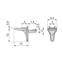 Support d’étagère en verre avec joint BEAK / Nickel – 10 pièces