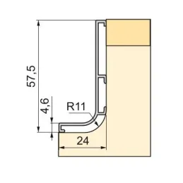 Profilé de prise GOLA pour portes – L / Imitation inox