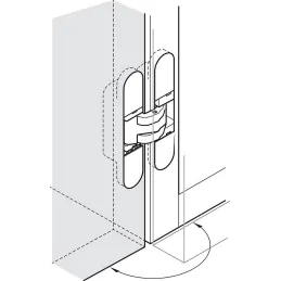 Charnière 3D à encastrer pour porte invisible d’une épaisseur à partir de 18 mm / Noir