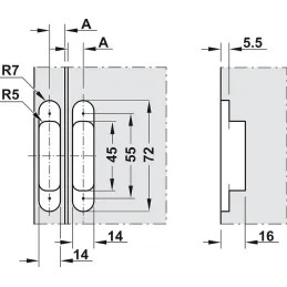 Charnière 3D à encastrer pour porte invisible d’une épaisseur à partir de 18 mm / Noir